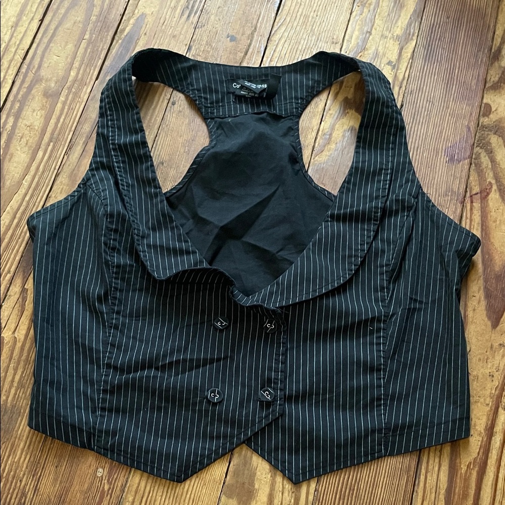 Cotton Express Black Striped Crop Top